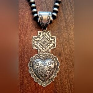 Stunning Navajo/Dine Hand Stamped Pendant Signed By Vincent J. Platero